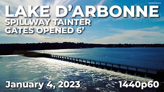 Lake D'Arbonne Spillway tainter gates opened 6' to avoid flooding | 1440p60 | January 4, 2023
