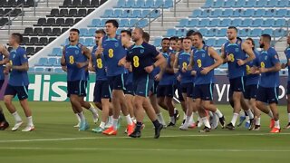 England take part in FIRST training session in Qatar ahead of World Cup campaign