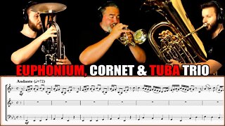 CORNET, TUBA & EUPHONIUM TRIO "Wachet Auf!" by J.S.Bach. Play Along Sheet Music!