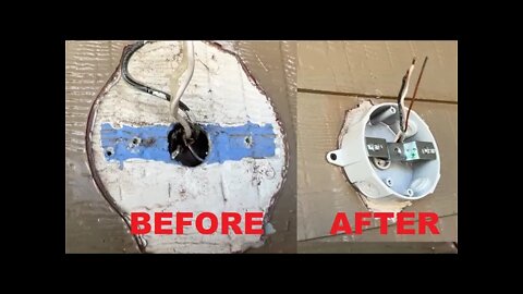 How To Mount A Flood Light When You Have No Box & Just A Hole With Wires - Round Junction Box Fix