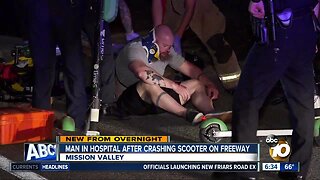 Man taken to hospital after crashing scooter on San Diego freeway on-ramp