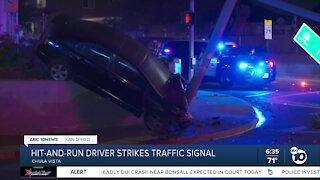 Hit-and-run driver hits traffic signal in Chula Vista