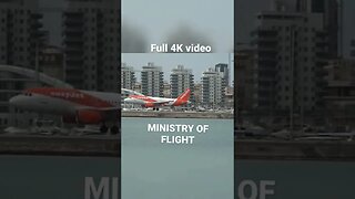 Planes lands at Gibraltar surrounded by water #shorts