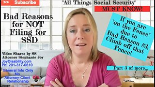 MUST KNOW! - 3rd Bad reason for Failing to file for Social Security Disability