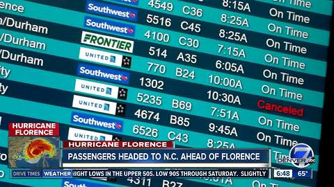 Passengers take early flights out of Denver to get to North Carolina ahead of Florence