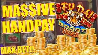 MASSIVE JACKPOT on Fu Dai Lian Lian Boost Tiger Retriggers -MAX Bets!