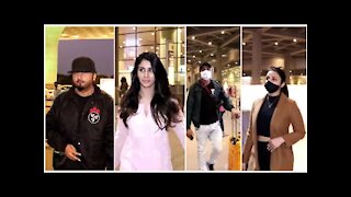 Parineeti Chopra,Shraddha Kapoor, Warina Hussain, Akanksha Puri, Divine & Honey Singh at the Airport