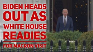 Biden leaves the White House as Washington gets ready for French President Macron's arrival.
