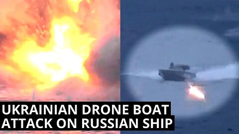 Ukrainian Drone Boat Attack On Russian Warship In The Black Sea
