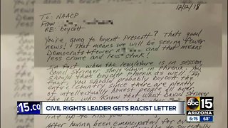Civil rights leader gets racist letter with personal attacks