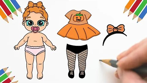 Como Desenhar BEBÊ+ LOOK HALLOWEEN #bebê #bonecadepapel #halloween