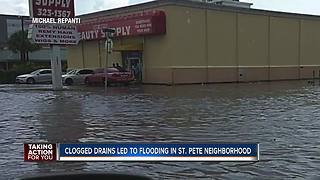 Debris backup causes short, localized flooding outside businesses in St. Pete