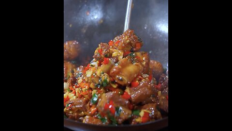 Perilla Spicy Pork Ribs, easy to make, spicy and delicious 紫苏香辣排骨