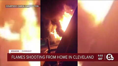 Flames shoot out of home in Cleveland