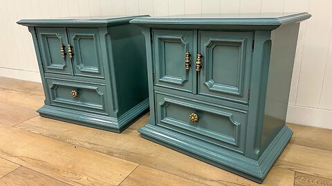 Furniture Flipping - A Set of Vintage Nightstands with Aegean Teal Lacquer