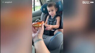 Dad scares son with spider donut