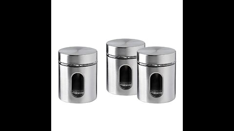 Jucoan 3 Pack Kitchen Canister Set, 48oz Stainless Steel Food Storage Containers with Lid and V...