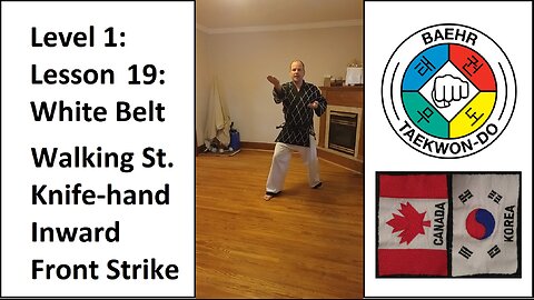 Baehr Taekwondo: 01-19: White Belt: Walking Stance - Knife-hand Inward Front Strike