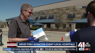 Drive-thru donation event for local hospitals