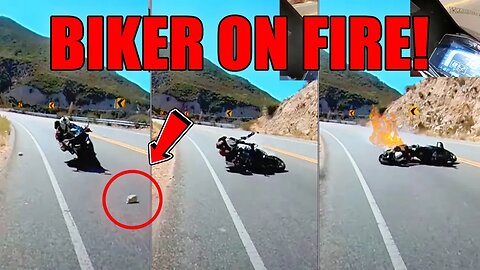 BIKER GOES UP IN FLAMES! - Motorcycle Moments 2023 #25