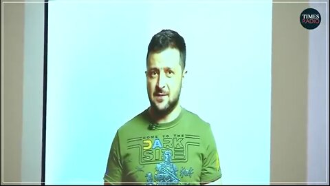 Zelensky wears "Come to the Dark Side" T-shirt while speaking as a hologram