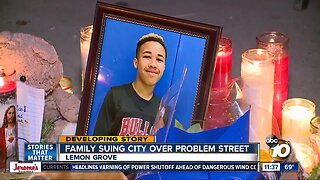 Family sues city over problem street