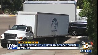 Trucks getting stuck in La Jolla after recent road change