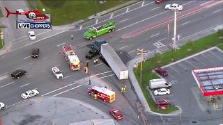 Pickup truck, semi involved in crash in South Bay