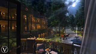 Manor Terrace | Night Rain Ambience | Rainstorm & Thunderstorm Sounds