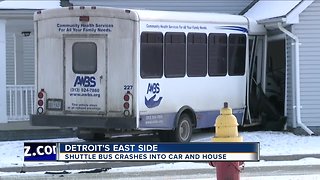 Bus crashes into house on Detroit's East Side