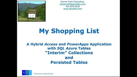 My Hybrid Shopping List -- "Interim" Collections and Persisted Tables- Revised