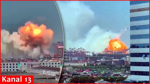 Strong blast occurs in a container ship at a Chinese port