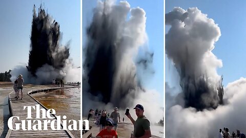 Geyser eruption in Yellowstone national park sends visitors fleeing