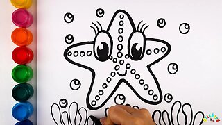 Drawing and Coloring a Starfish for Kids & Toddlers | Ariu Land