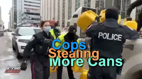 Ottawa police officers following orders. Stealing peaceful protesters' gas despite judge's verdict