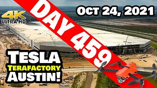 Tesla Gigafactory Austin 4K Day 459 - 10/24/21 - Tesla Terafactory TX - BUSY SUNDAY AT GIGA TEXAS!