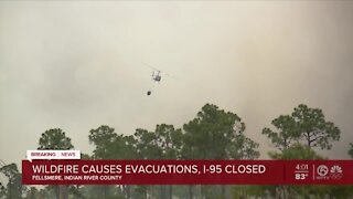 Voluntary evacuations in place after 1,600-acre Tree Frog Wildfire closes Interstate 95 in Indian River County