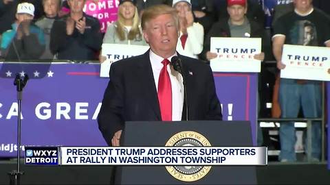 President Trump addresses supporters at rally in Washington Township