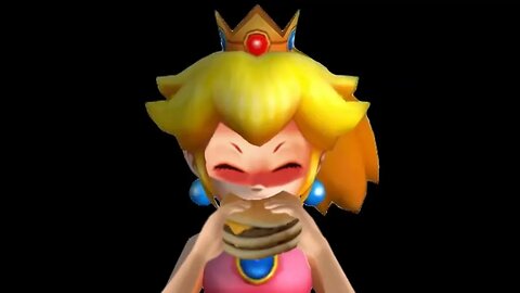 Peach eating burger