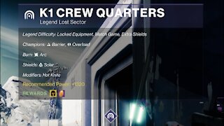 Destiny 2 Legend Lost Sector: The Moon - K1 Crew Quarters 9-21-21