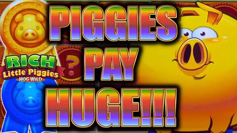 ANOTHER HUGE JACKPOT on RICH LITTLE PIGGIES! HOG WILD Slot Machine Max Bet