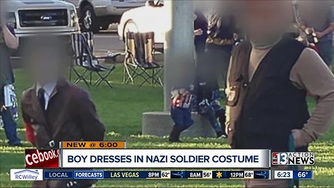 Boy dresses in Nazi soldier costume