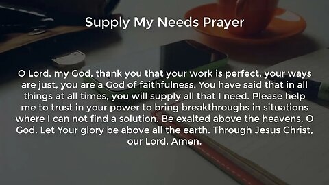 Supply My Needs Prayer (Powerful Prayer for Favor and Breakthrough)