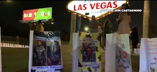 300 Light of Hope bags placed around the Las Vegas sign