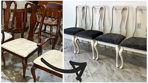 Furniture Flipping- Reupholstering and Painting a Set of Thrift Store Chairs