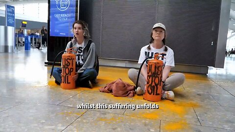 2 Climate Activists Crying and Screaming in a Lobby