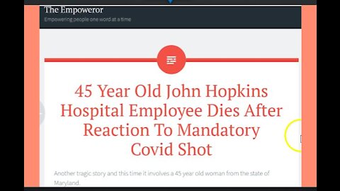 45 Year Old Mother and Johns Hopkins Hospital Employee Dies After Reaction To a Mandatory Vaccine