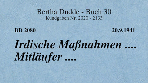 BD 2080 - IRDISCHE MASSNAHMEN .... MITLÄUFER ....