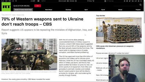 CBS reports that 70% of weapons entering Ukraine don't reach troops