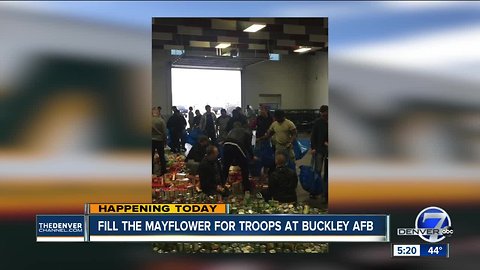 Fill the Mayflower for troops at Buckley Air Force Base